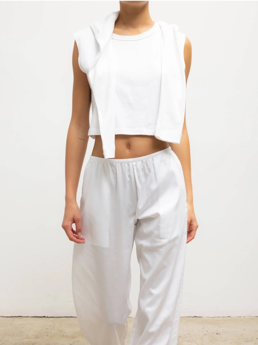 LESET White Crop Sleeveless Margo Top
